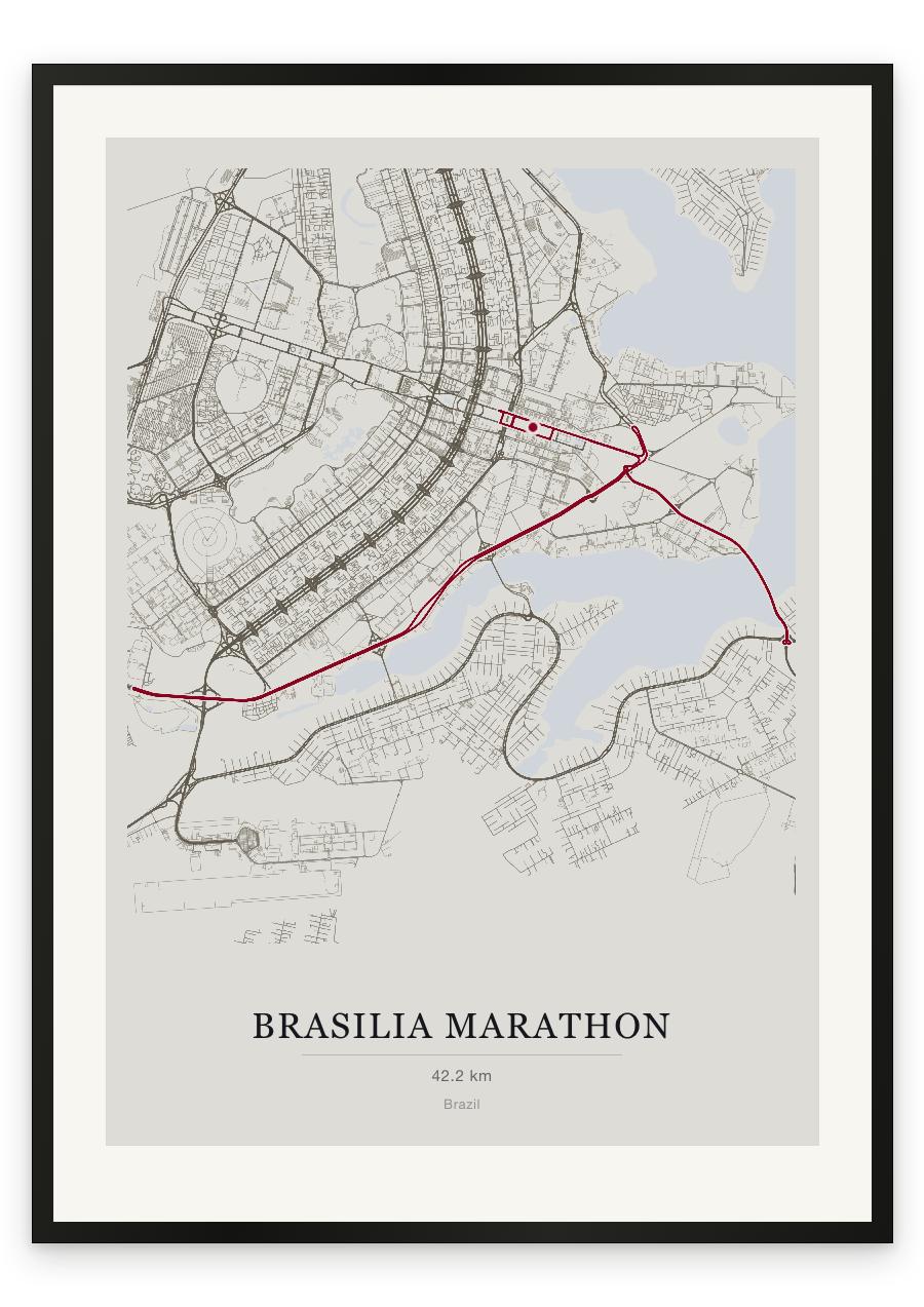 Brasilia Marathon route print — Chalk palette, classic map
