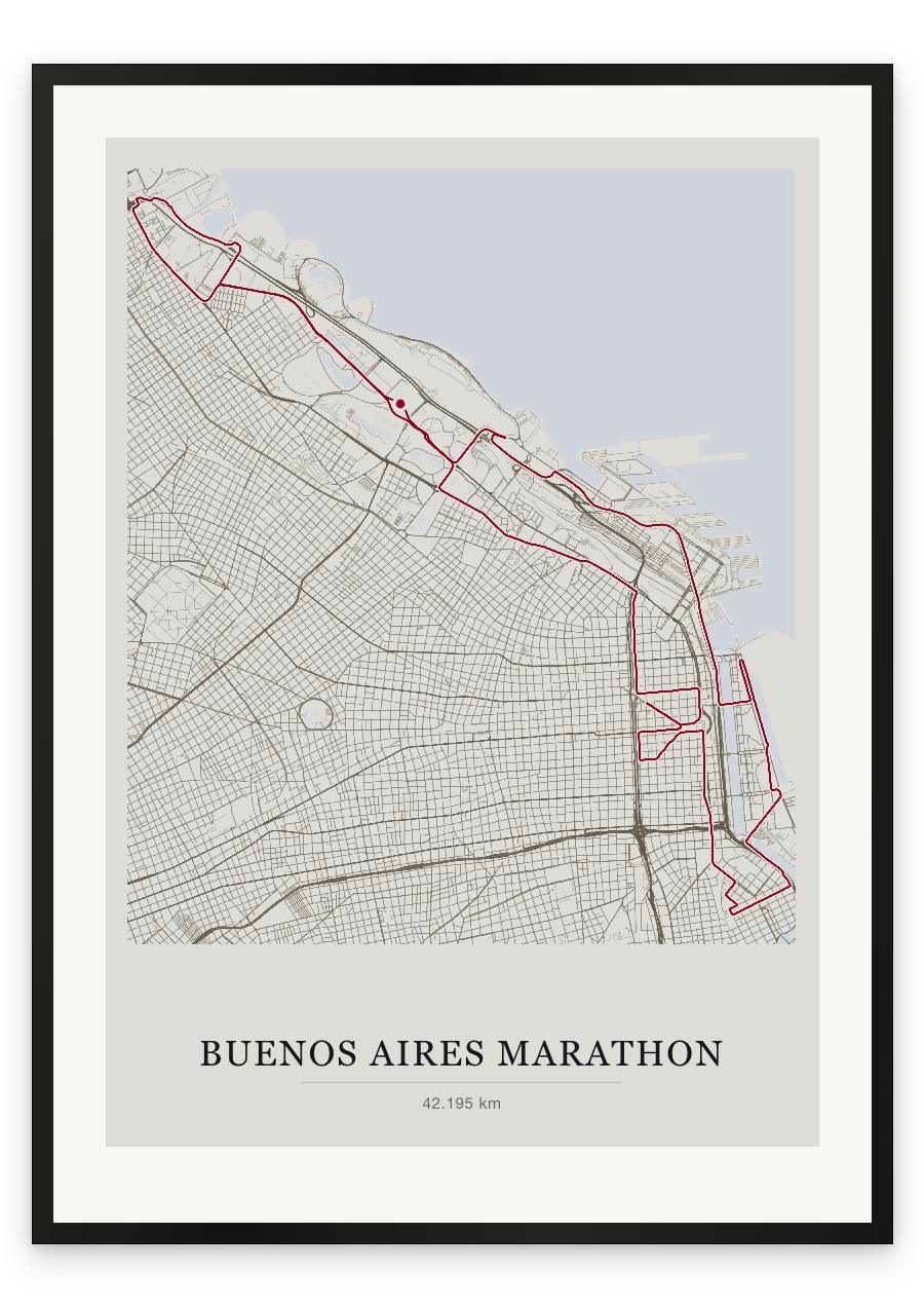 Buenos Aires Marathon route print — Chalk palette, classic map