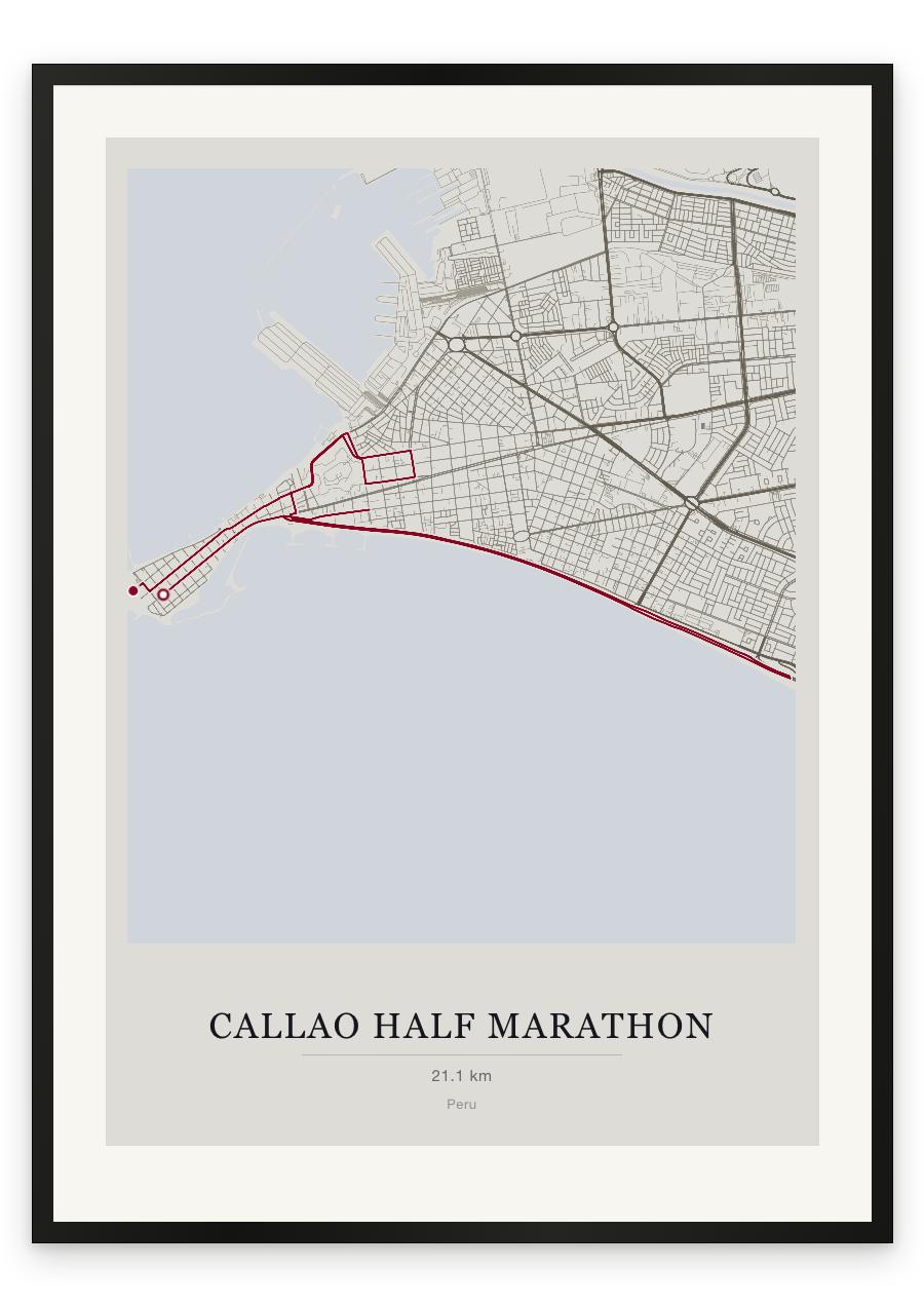 Callao Half Marathon route print — Chalk palette, classic map