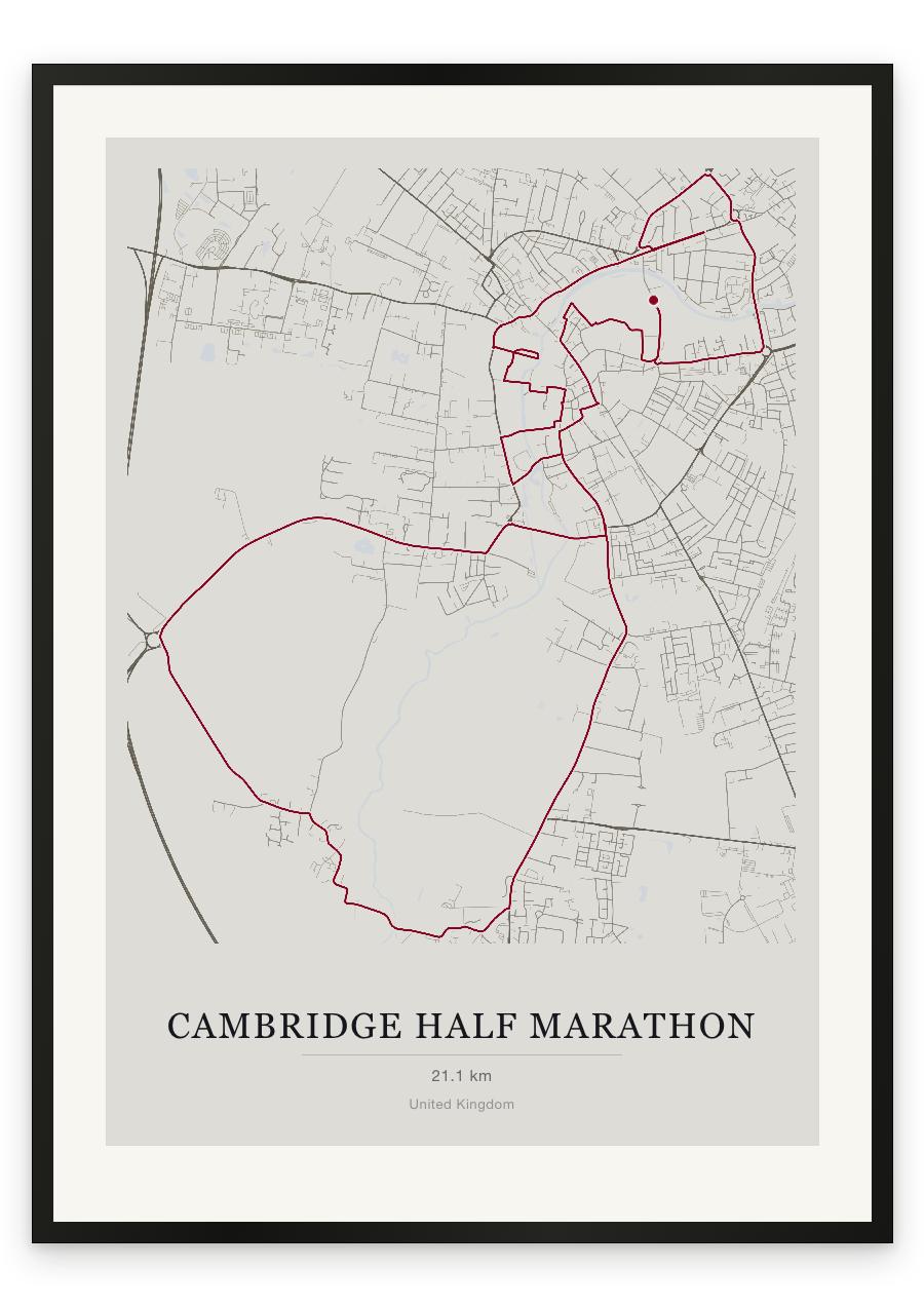 Cambridge Half Marathon route print — Chalk palette, classic map