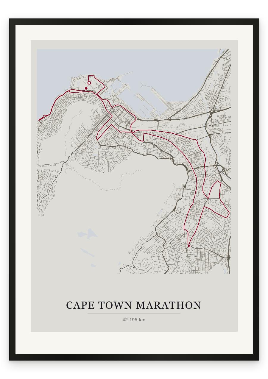 Cape Town Marathon route print — Chalk palette, classic map