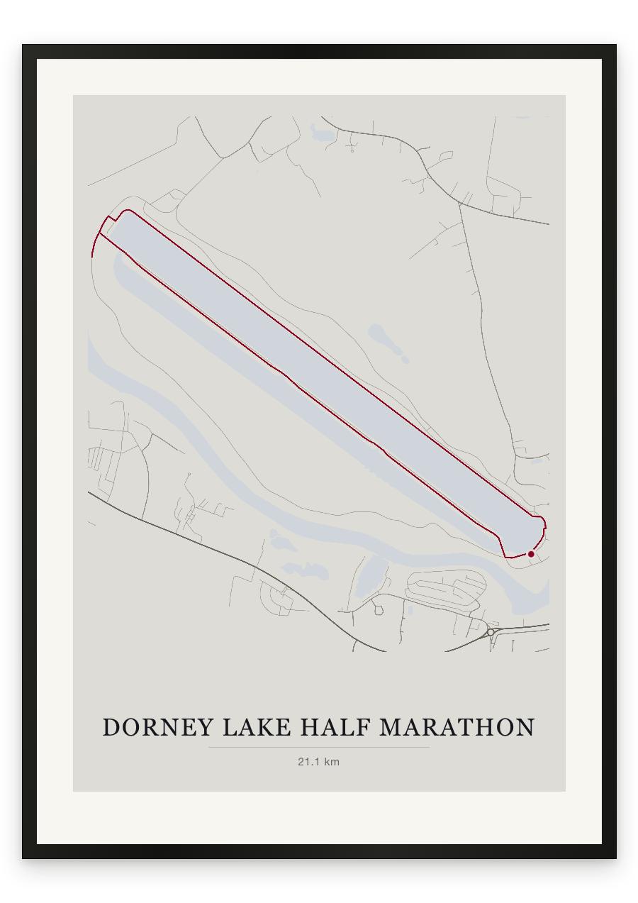 Dorney Lake Half Marathon route print — Chalk palette, classic map