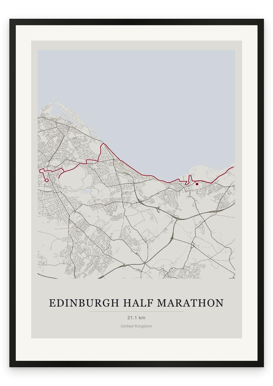 Edinburgh Half Marathon route print — Chalk palette, classic map