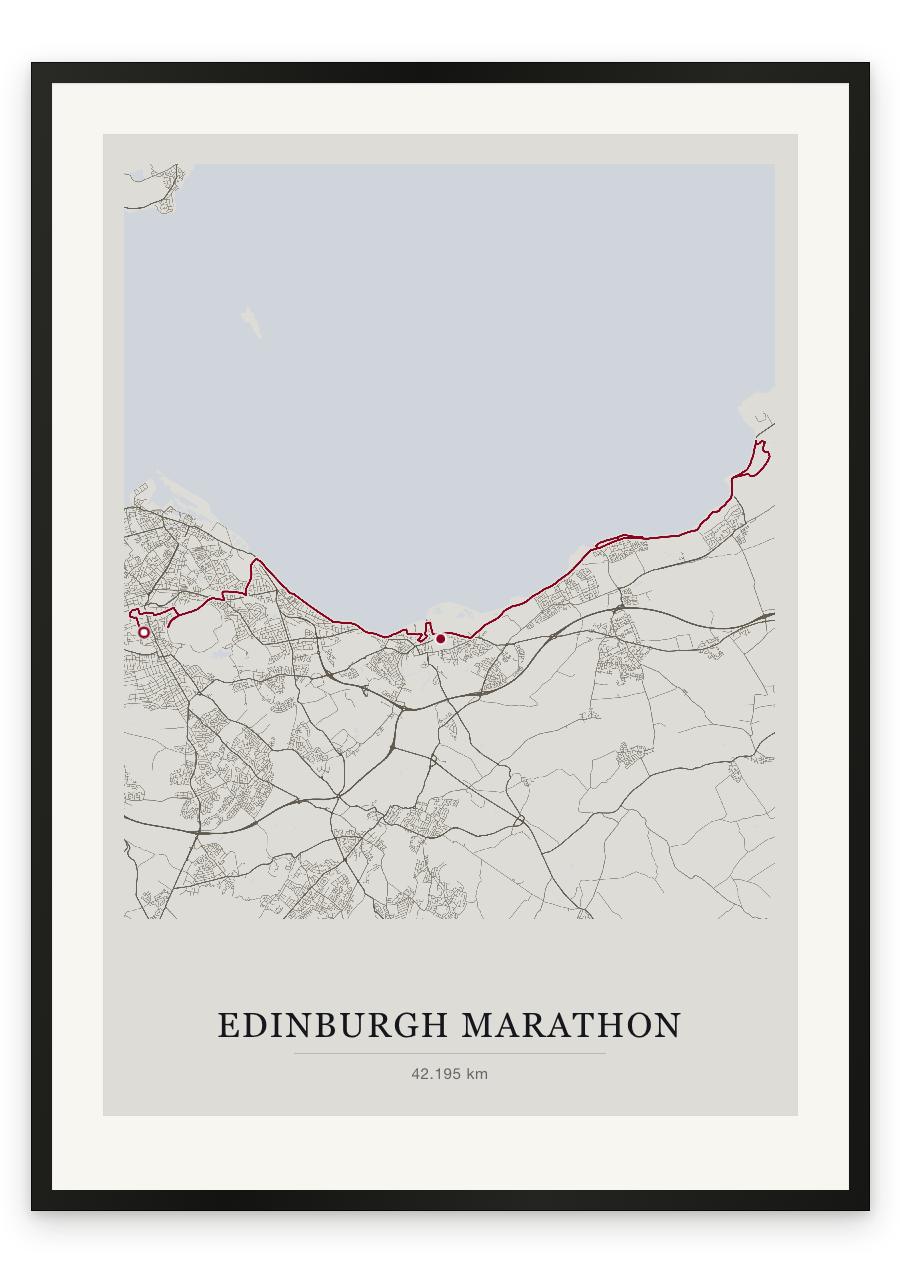 Edinburgh Marathon route print — Chalk palette, classic map
