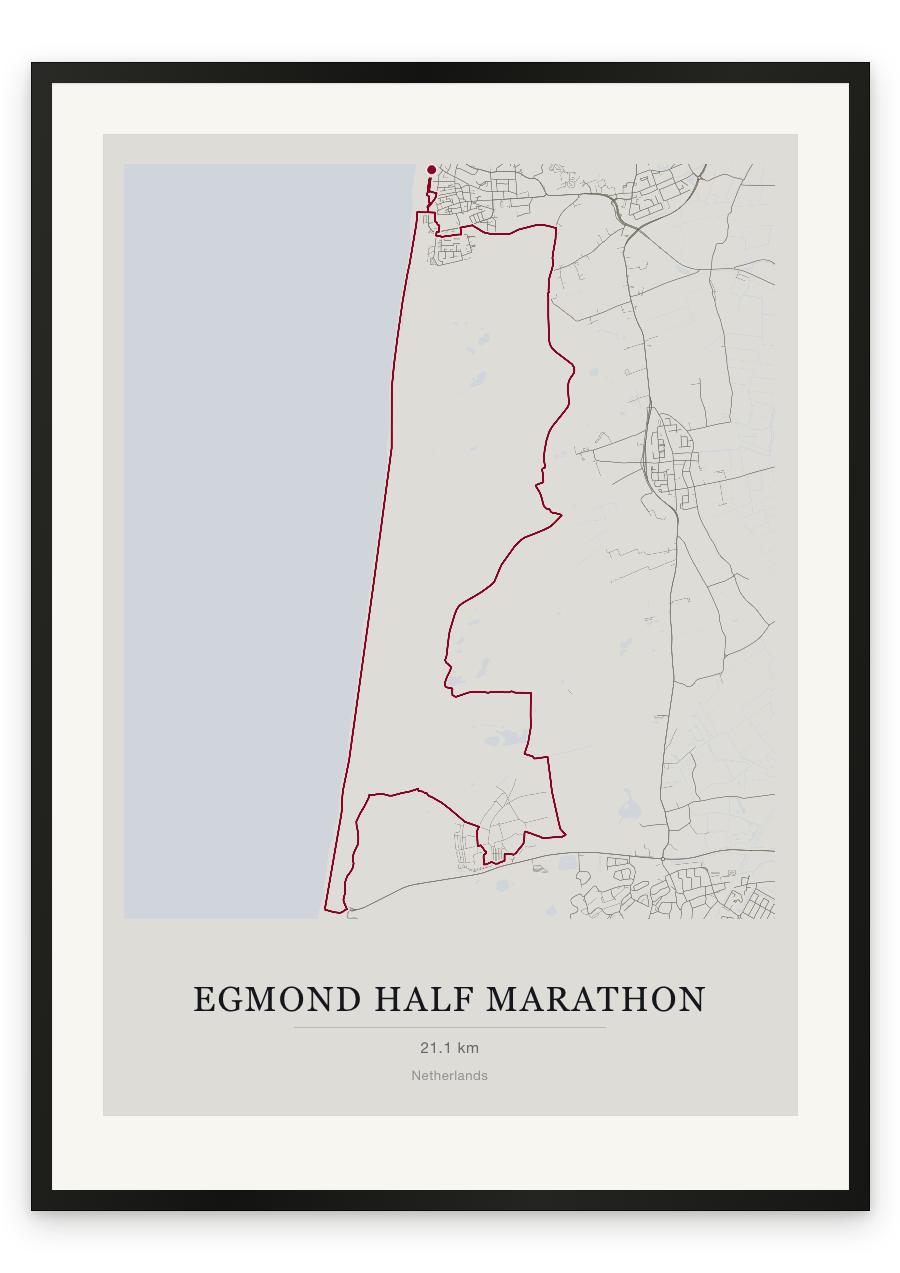 Egmond Half Marathon route print — Chalk palette, classic map