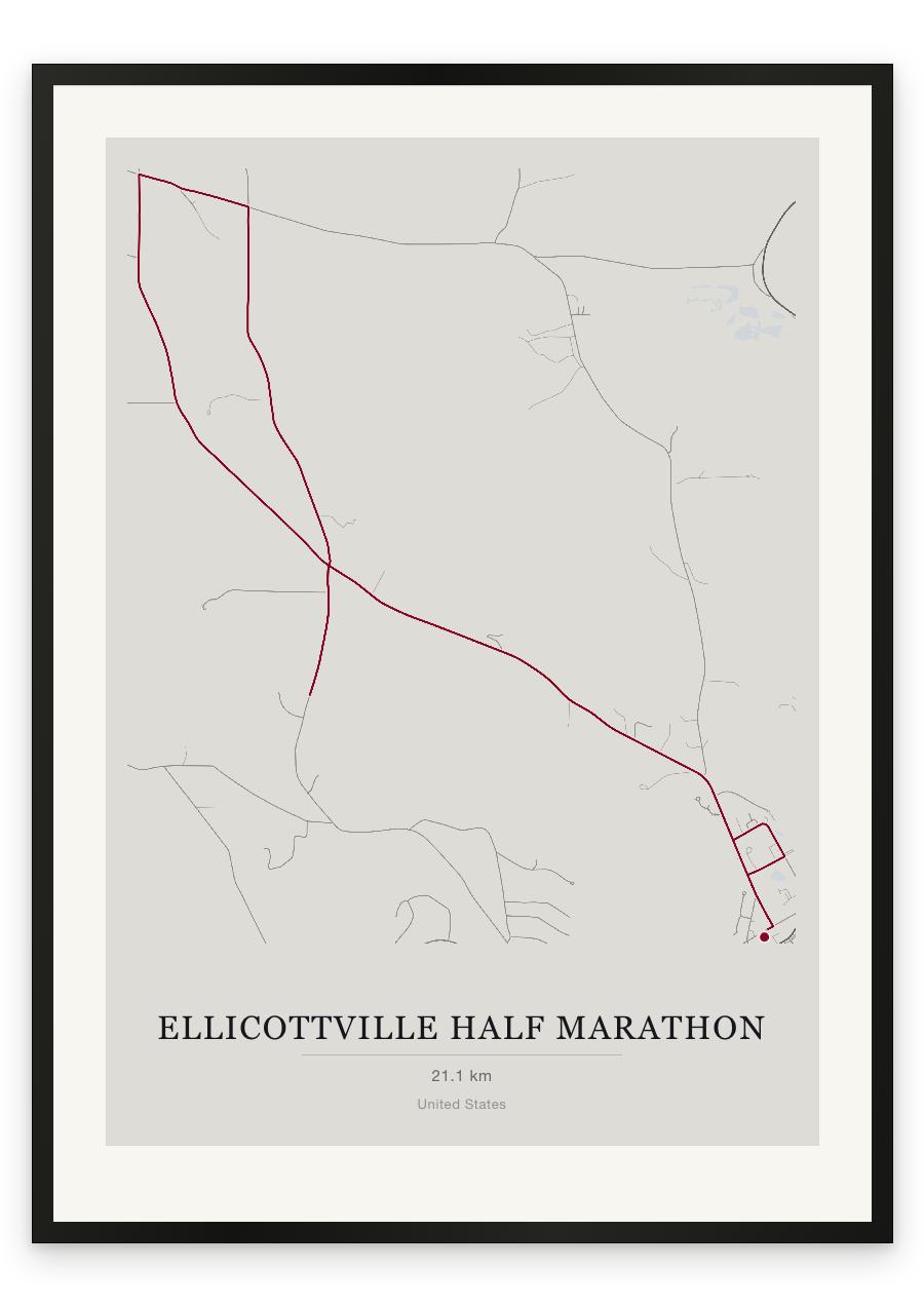 Ellicottville Half Marathon route print — Chalk palette, classic map