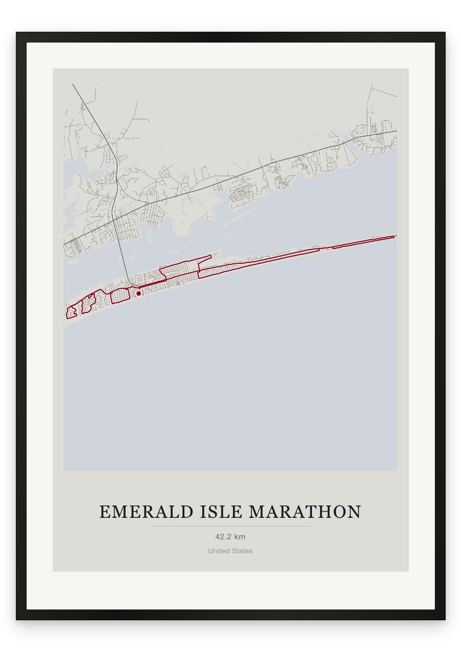 Emerald Isle Marathon route print — Chalk palette, classic map