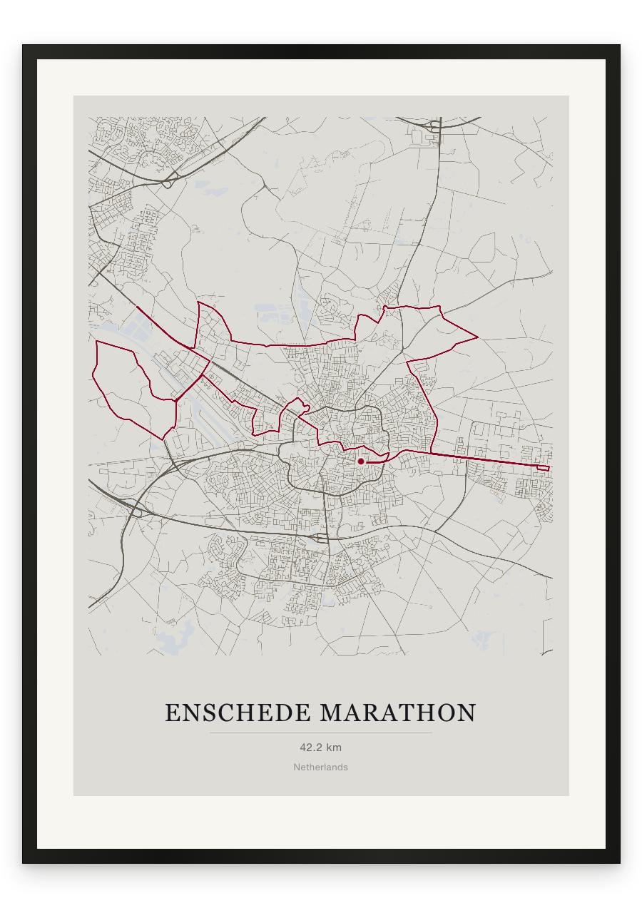 Enschede Marathon route print — Chalk palette, classic map