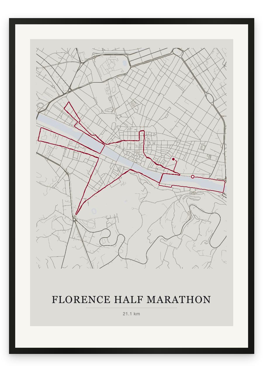 Florence Half Marathon route print — Chalk palette, classic map