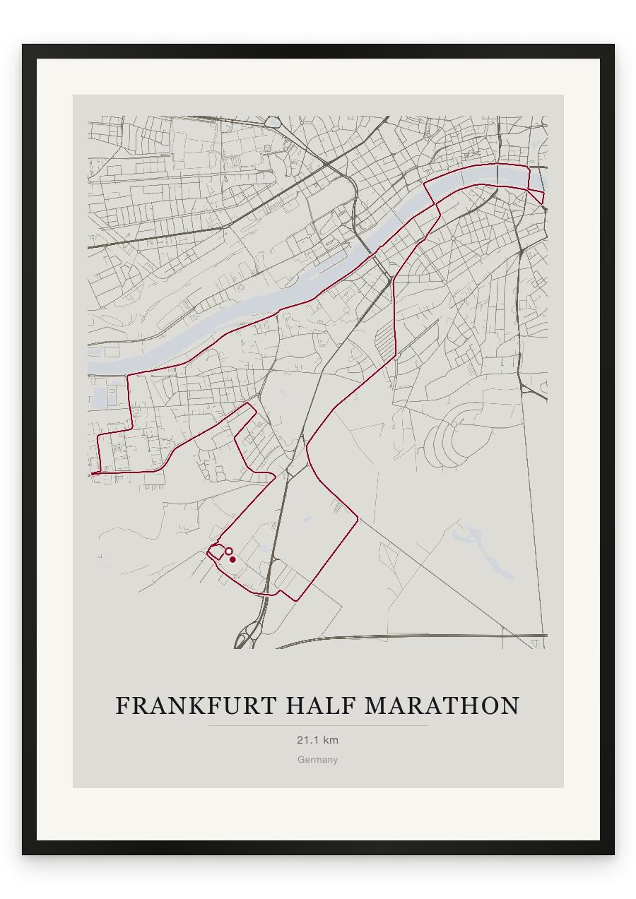 Frankfurt Half Marathon route print — Chalk palette, classic map