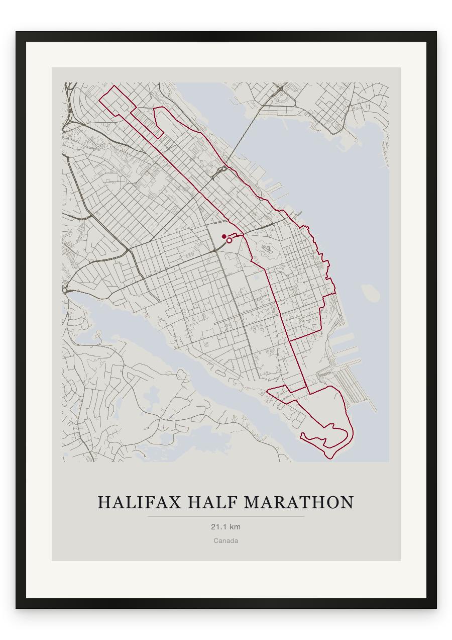 Halifax Half Marathon route print — Chalk palette, classic map