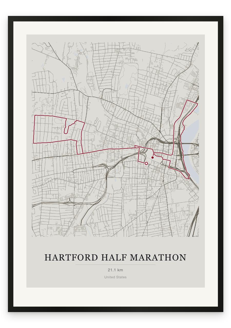 Hartford Half Marathon route print — Chalk palette, classic map