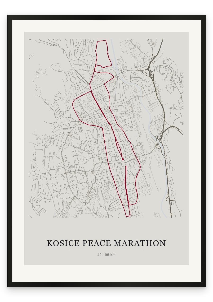 Kosice Peace Marathon route print — Chalk palette, classic map