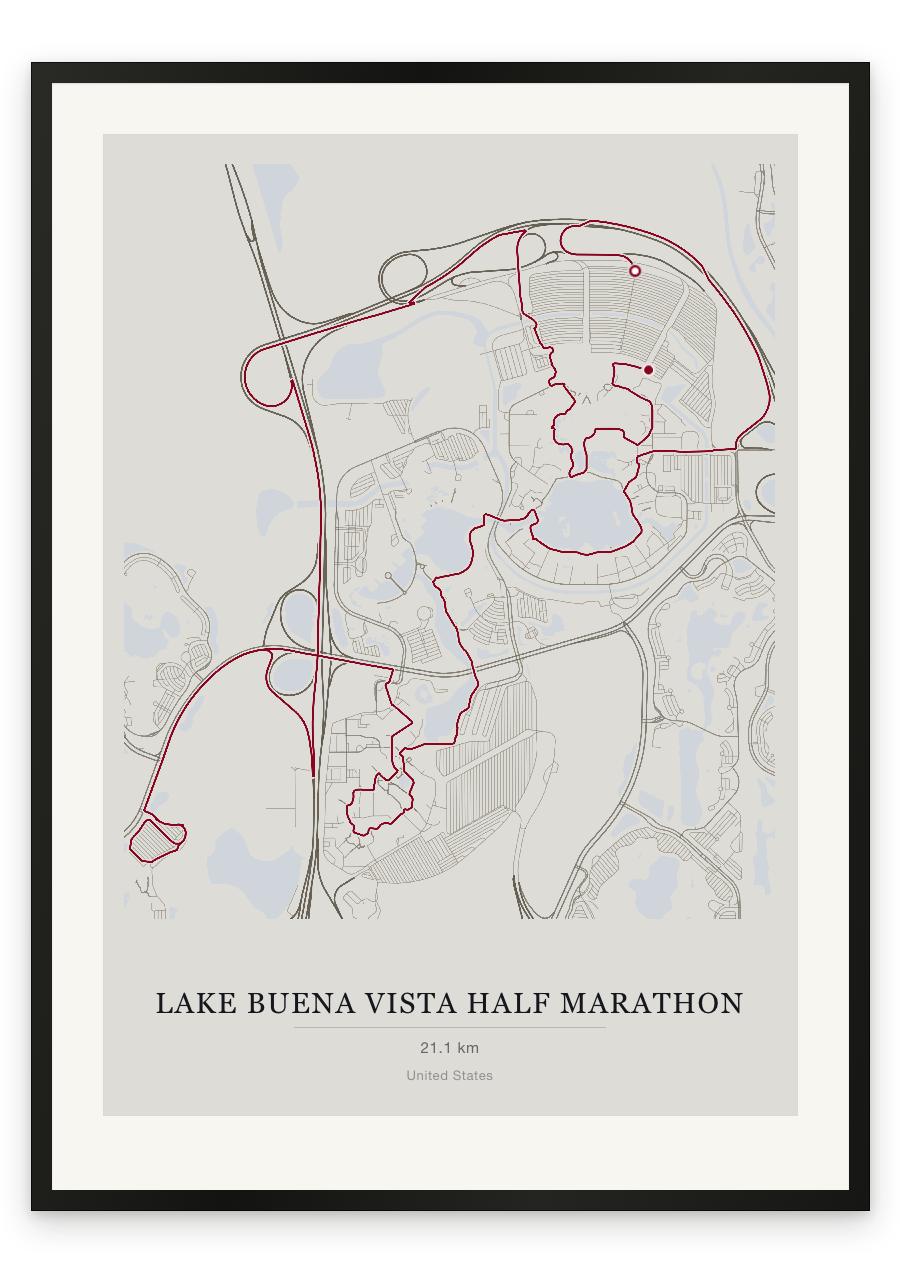 Lake Buena Vista Half Marathon route print — Chalk palette, classic map