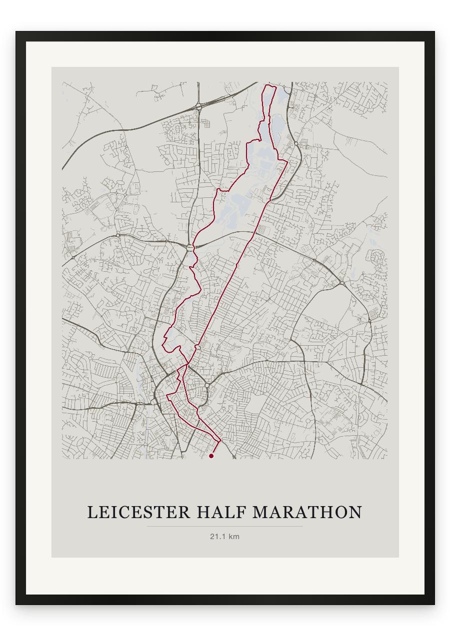 Leicester Half Marathon route print — Chalk palette, classic map