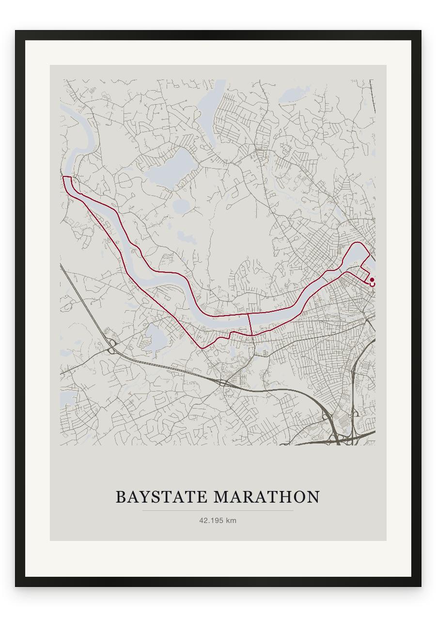 Baystate Marathon route print — Chalk palette, classic map