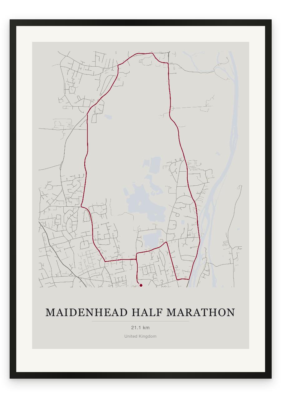 Maidenhead Half Marathon route print — Chalk palette, classic map