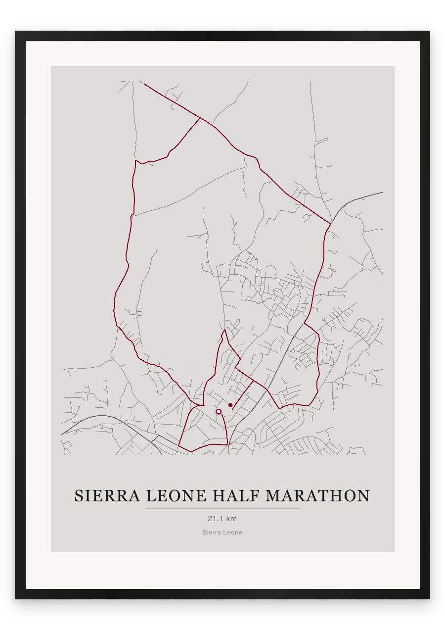 Sierra Leone Half Marathon route print — Chalk palette, classic map