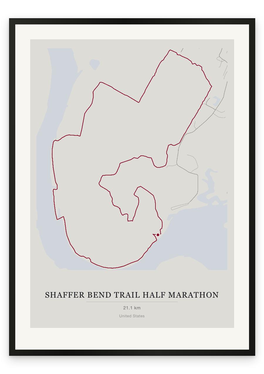Shaffer Bend Trail Half Marathon route print — Chalk palette, classic map