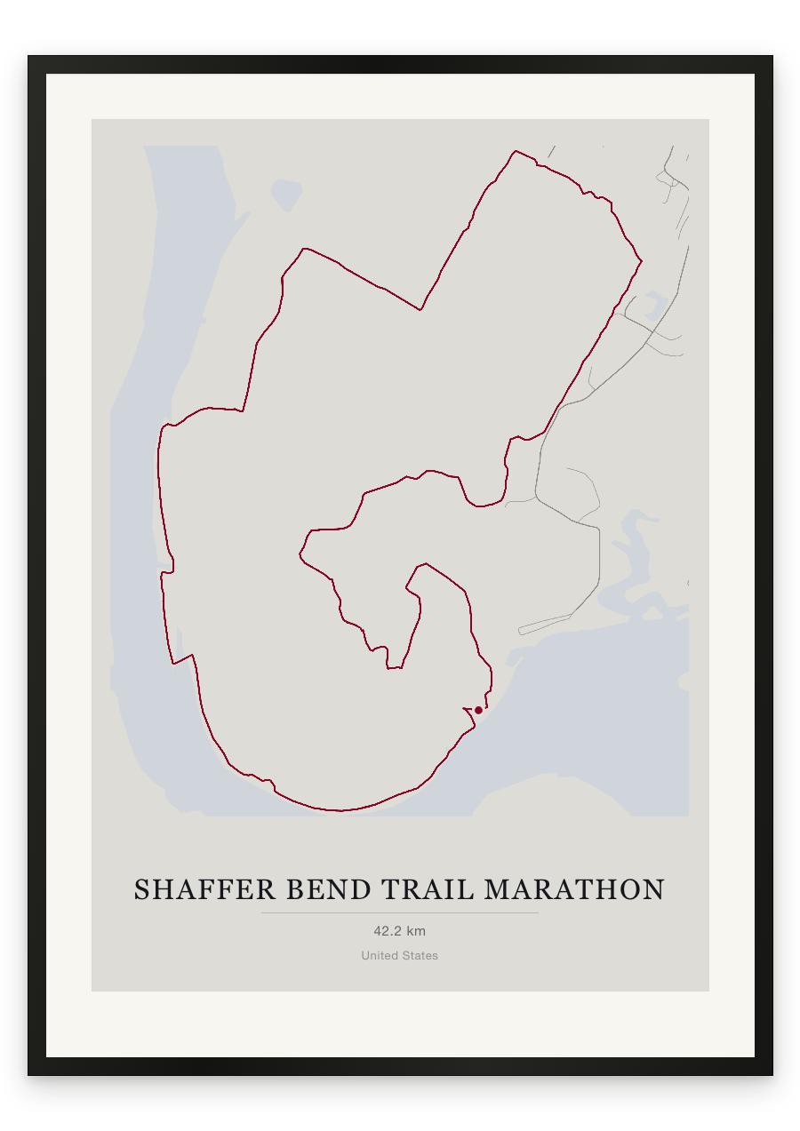 Shaffer Bend Trail Marathon route print — Chalk palette, classic map