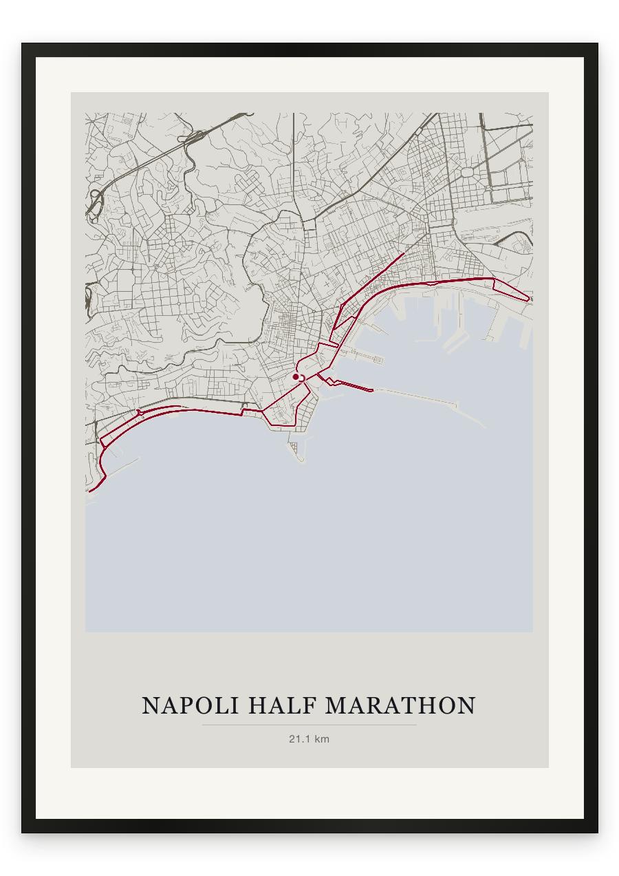 Napoli Half Marathon route print — Chalk palette, classic map