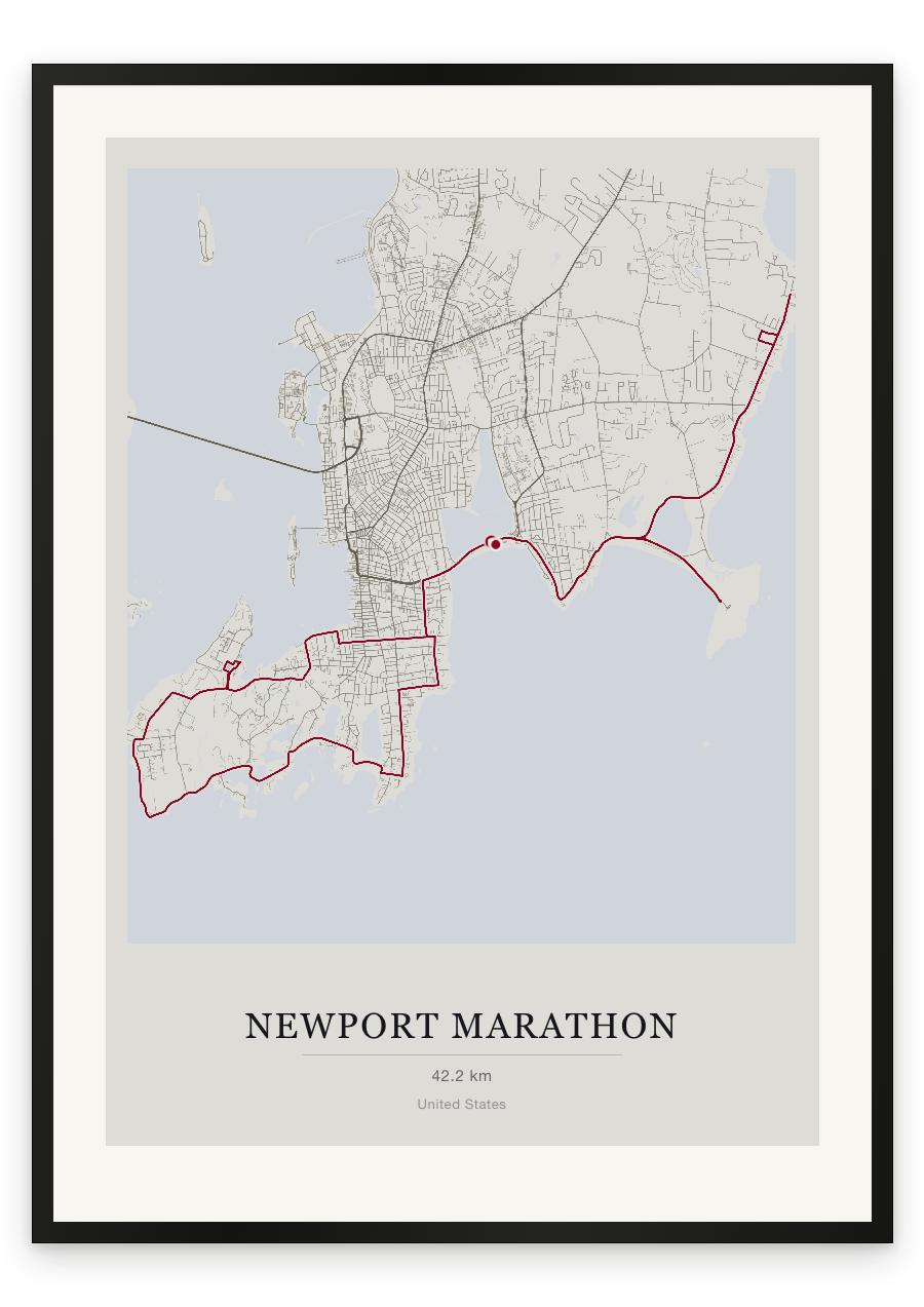 Newport Marathon route print — Chalk palette, classic map