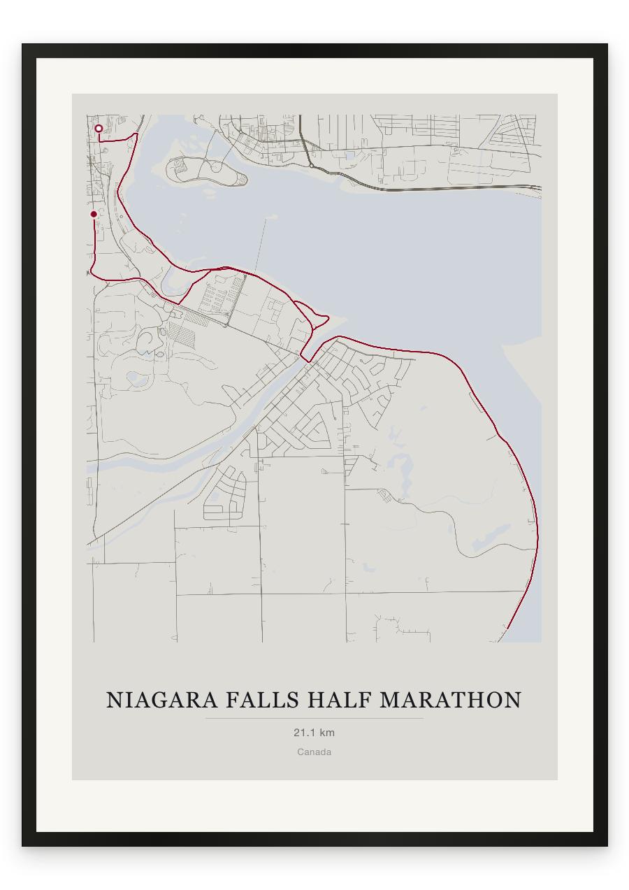 Niagara Falls Half Marathon route print — Chalk palette, classic map