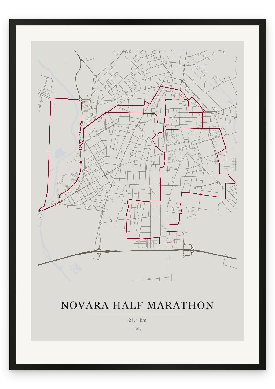 Novara Half Marathon route print — Chalk palette, classic map
