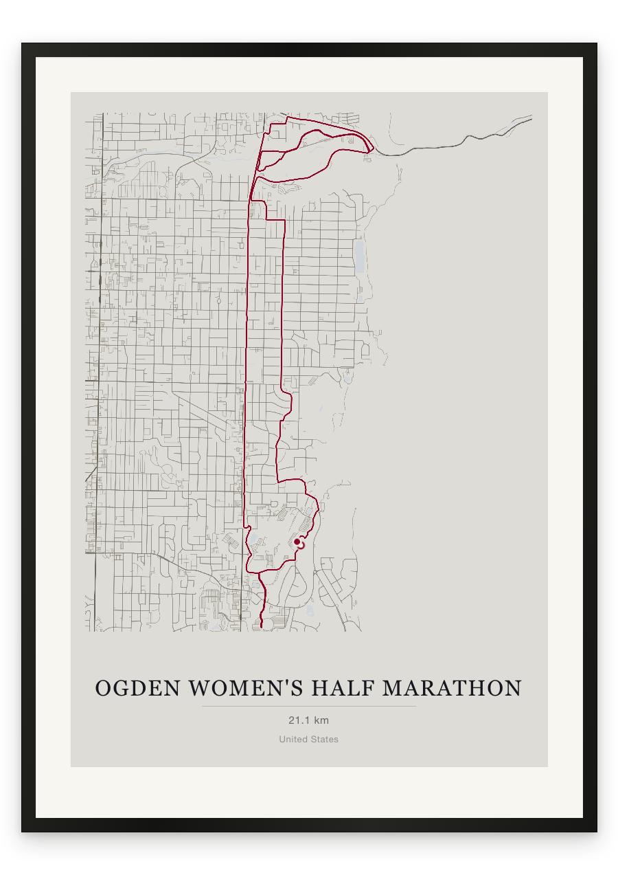 Ogden Women's Half Marathon route print — Chalk palette, classic map