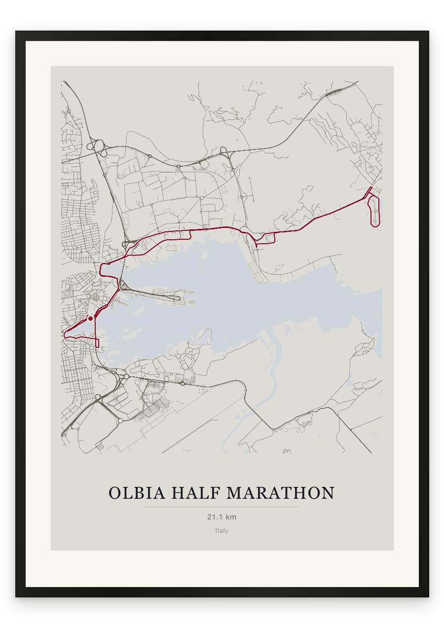 Olbia Half Marathon route print — Chalk palette, classic map