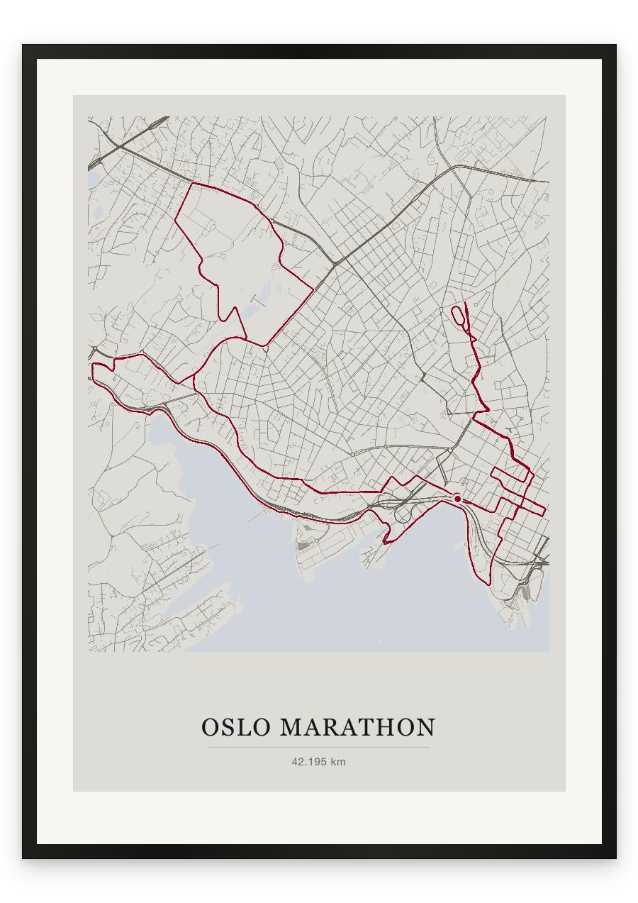 Oslo Marathon route print — Chalk palette, classic map