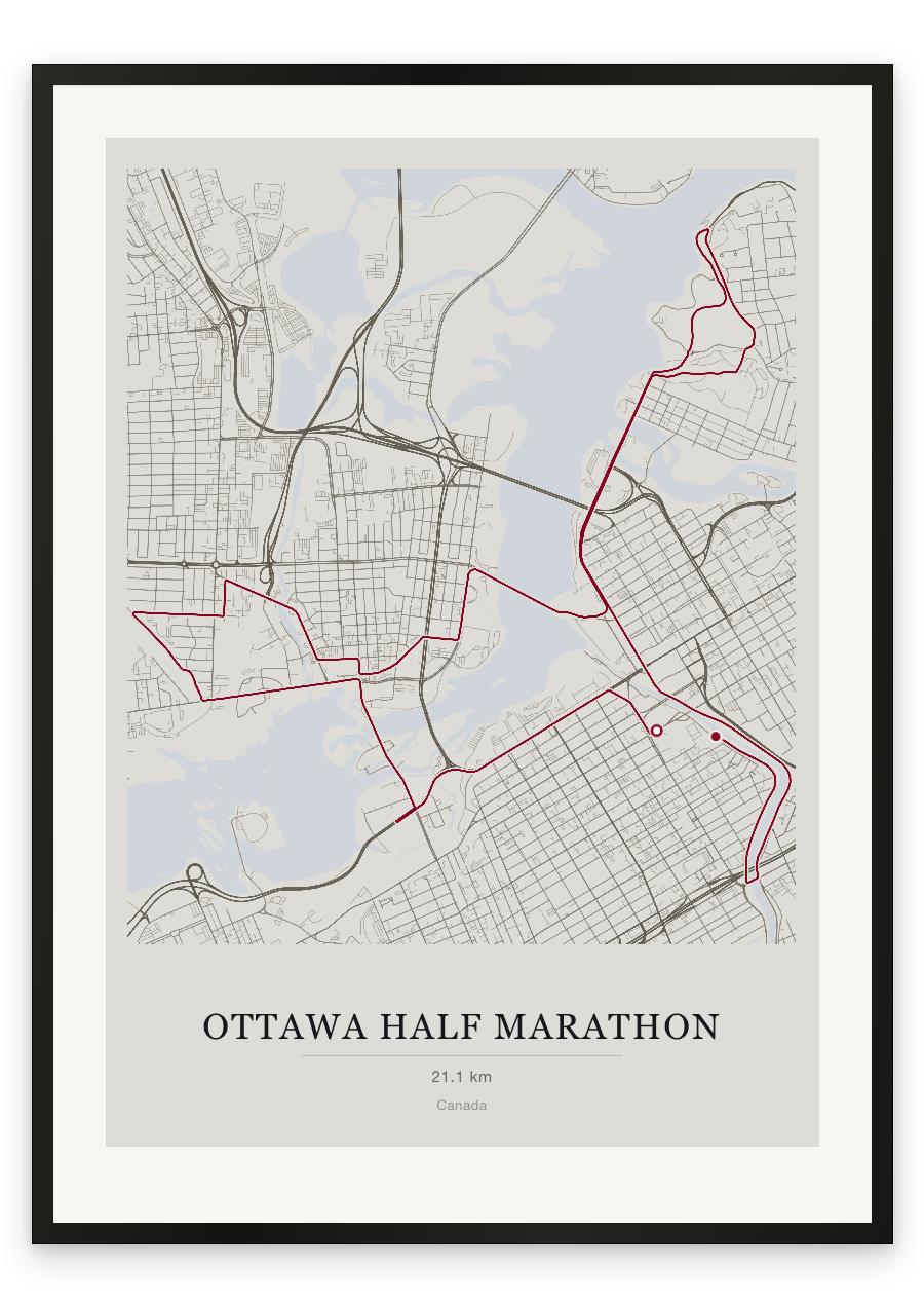 Ottawa Half Marathon route print — Chalk palette, classic map