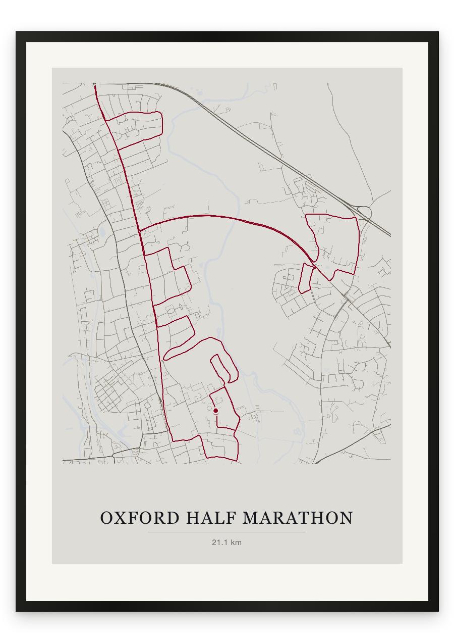 Oxford Half Marathon route print — Chalk palette, classic map