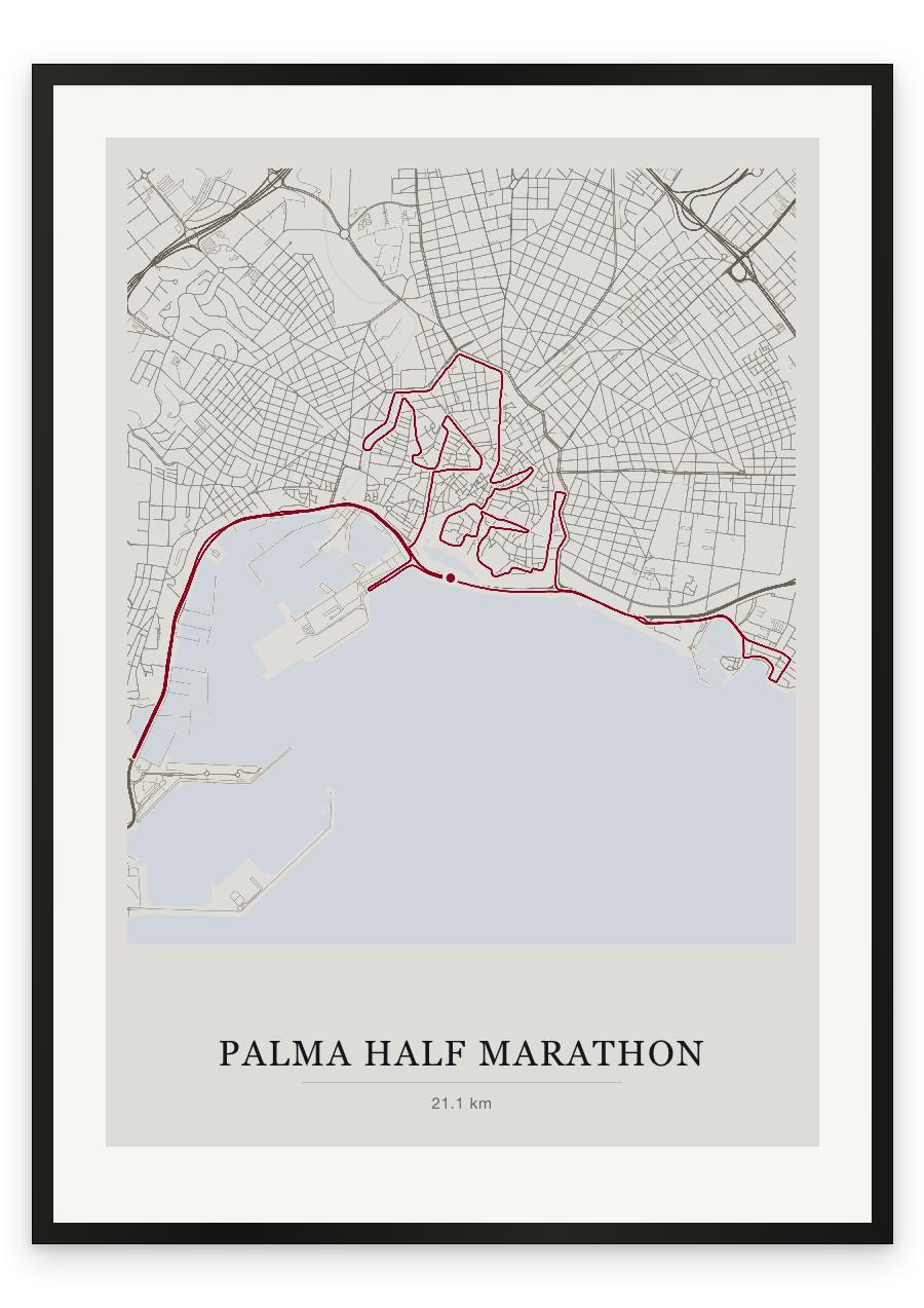 Palma Half Marathon route print — Chalk palette, classic map
