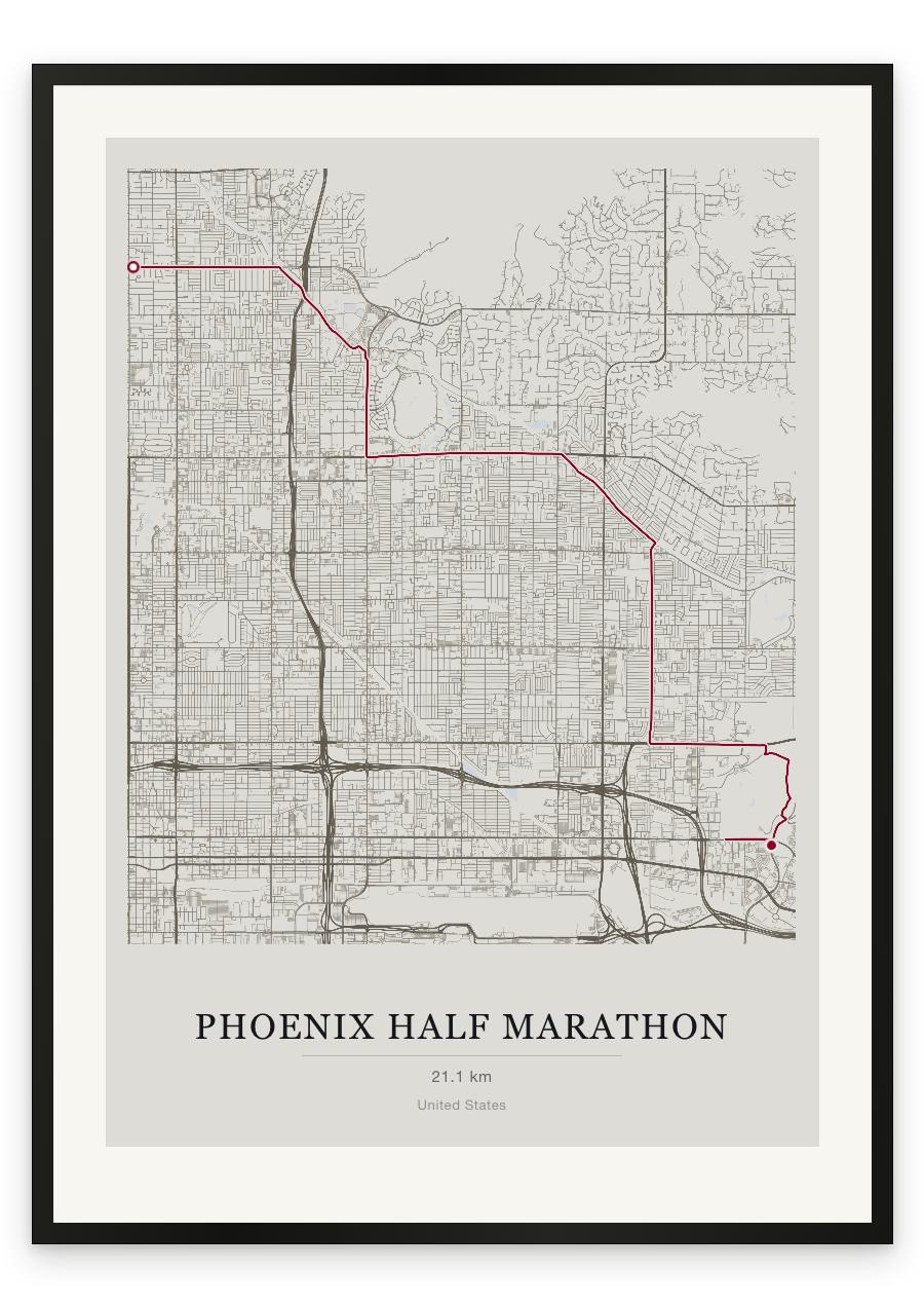 Phoenix Half Marathon route print — Chalk palette, classic map