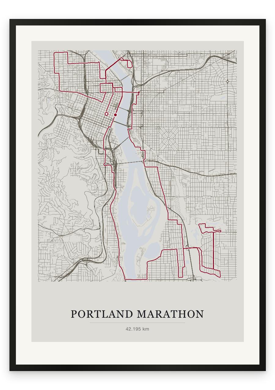 Portland Marathon route print — Chalk palette, classic map