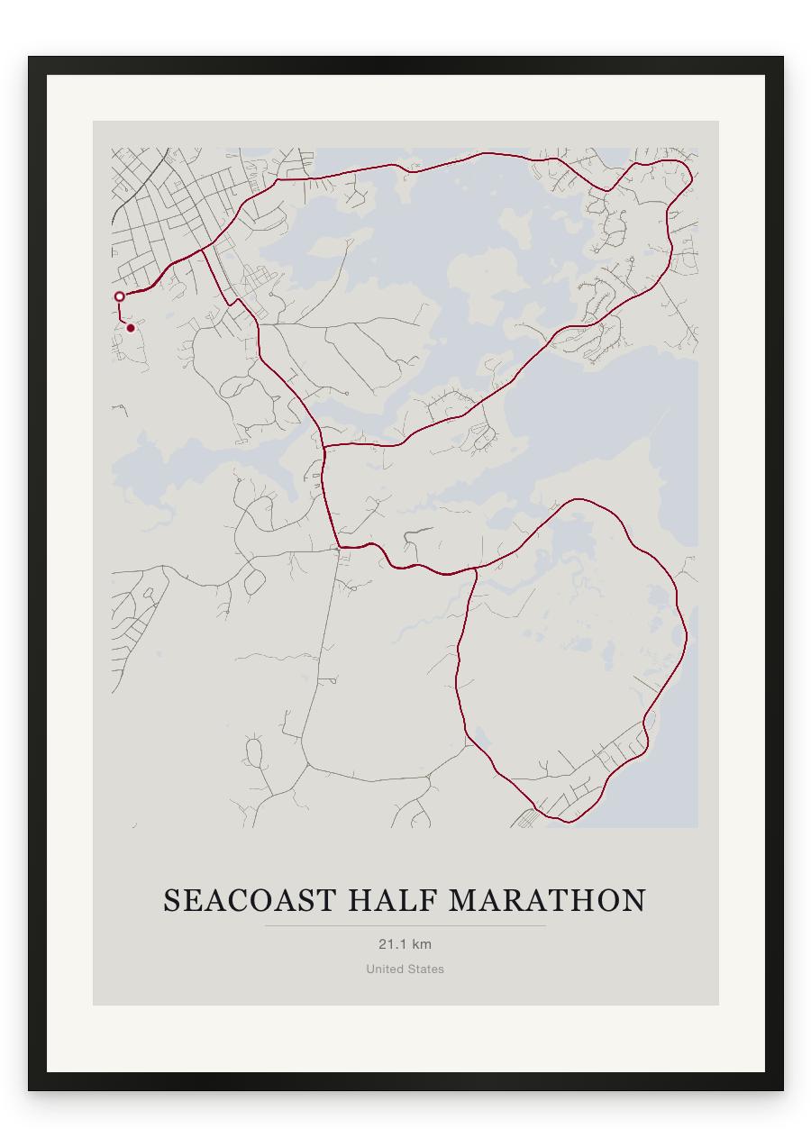 Seacoast Half Marathon route print — Chalk palette, classic map