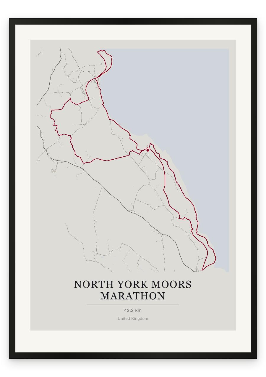 North York Moors Marathon route print — Chalk palette, classic map
