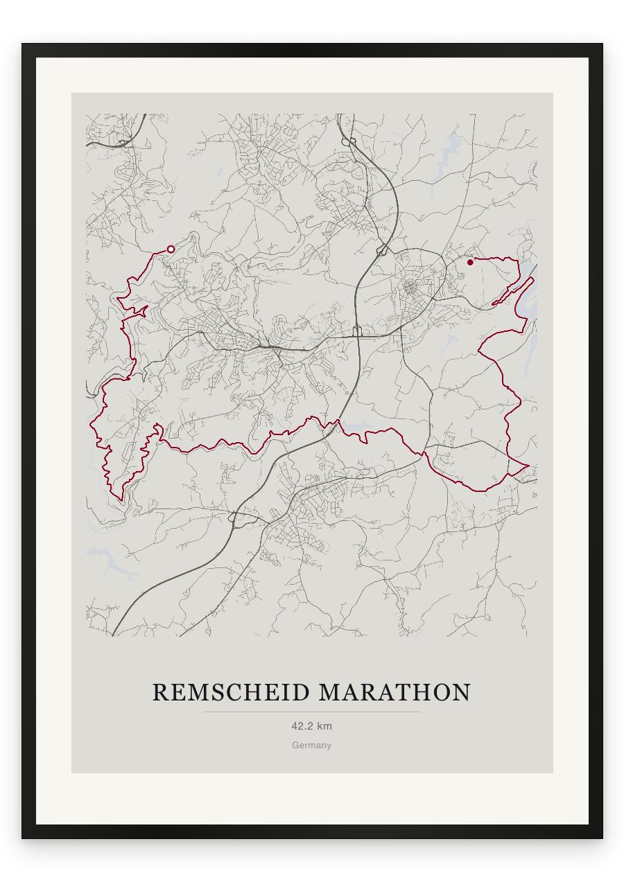 Remscheid Marathon route print — Chalk palette, classic map