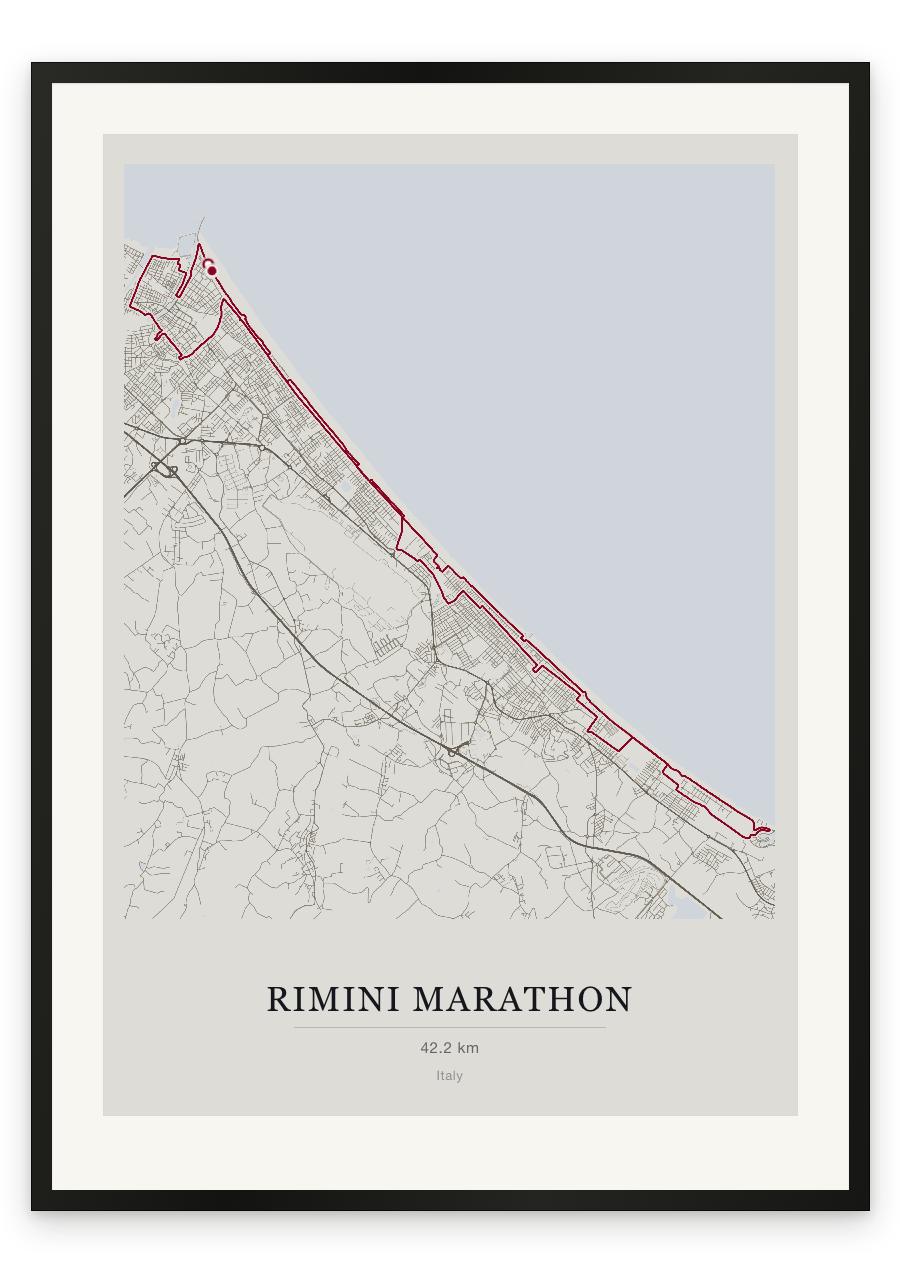 Rimini Marathon route print — Chalk palette, classic map