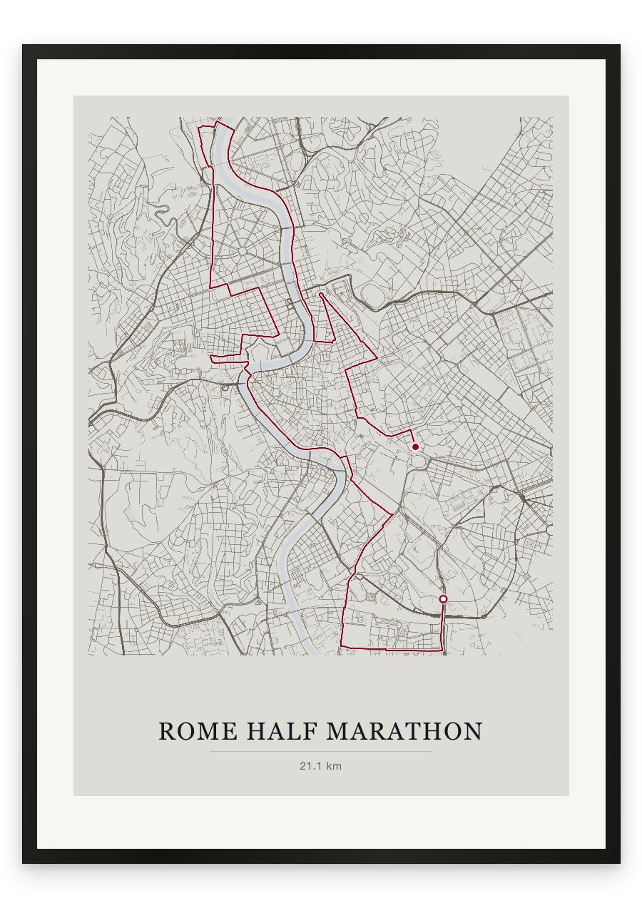 Rome Half Marathon route print — Chalk palette, classic map