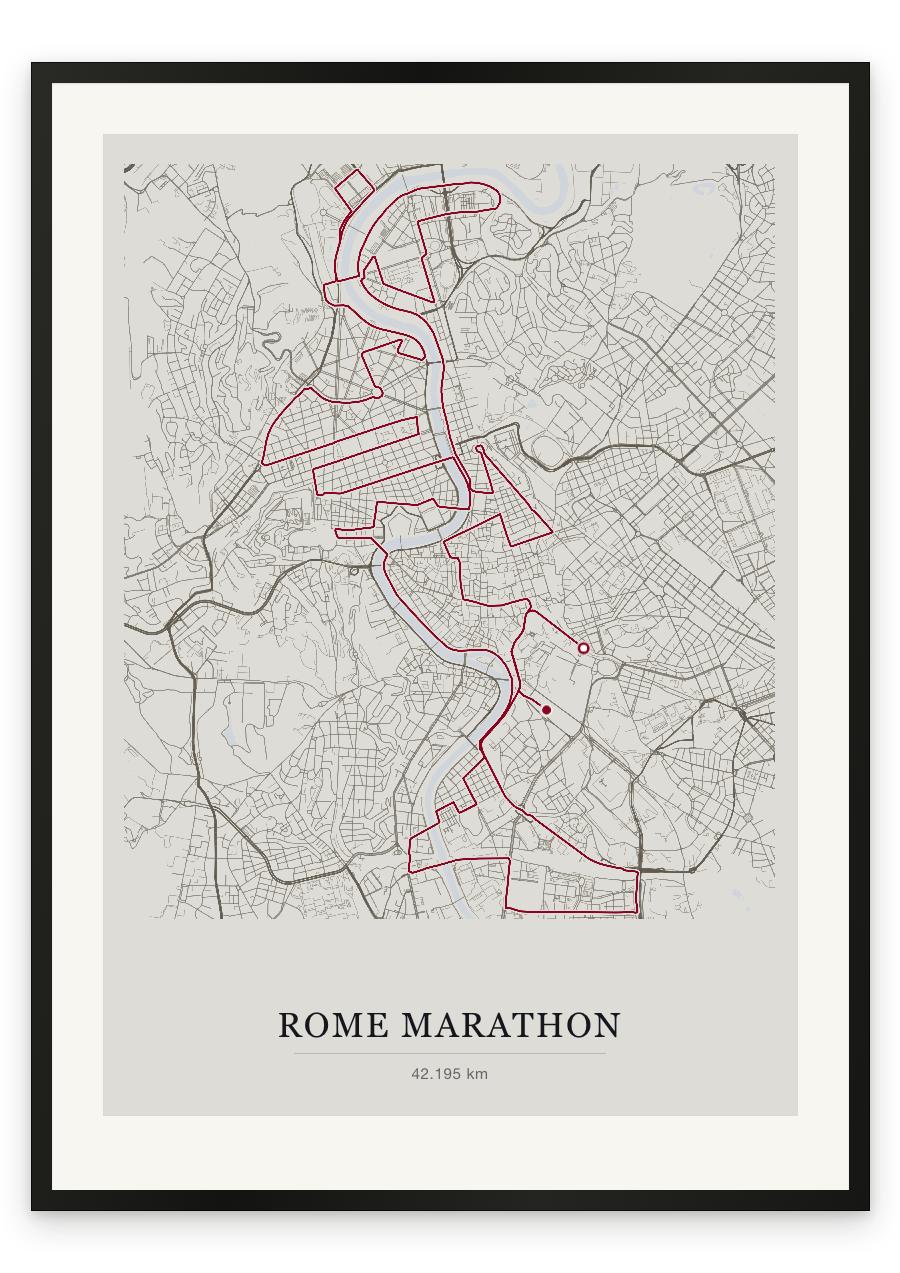 Rome Marathon route print — Chalk palette, classic map