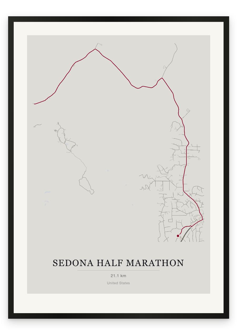 Sedona Half Marathon route print — Chalk palette, classic map