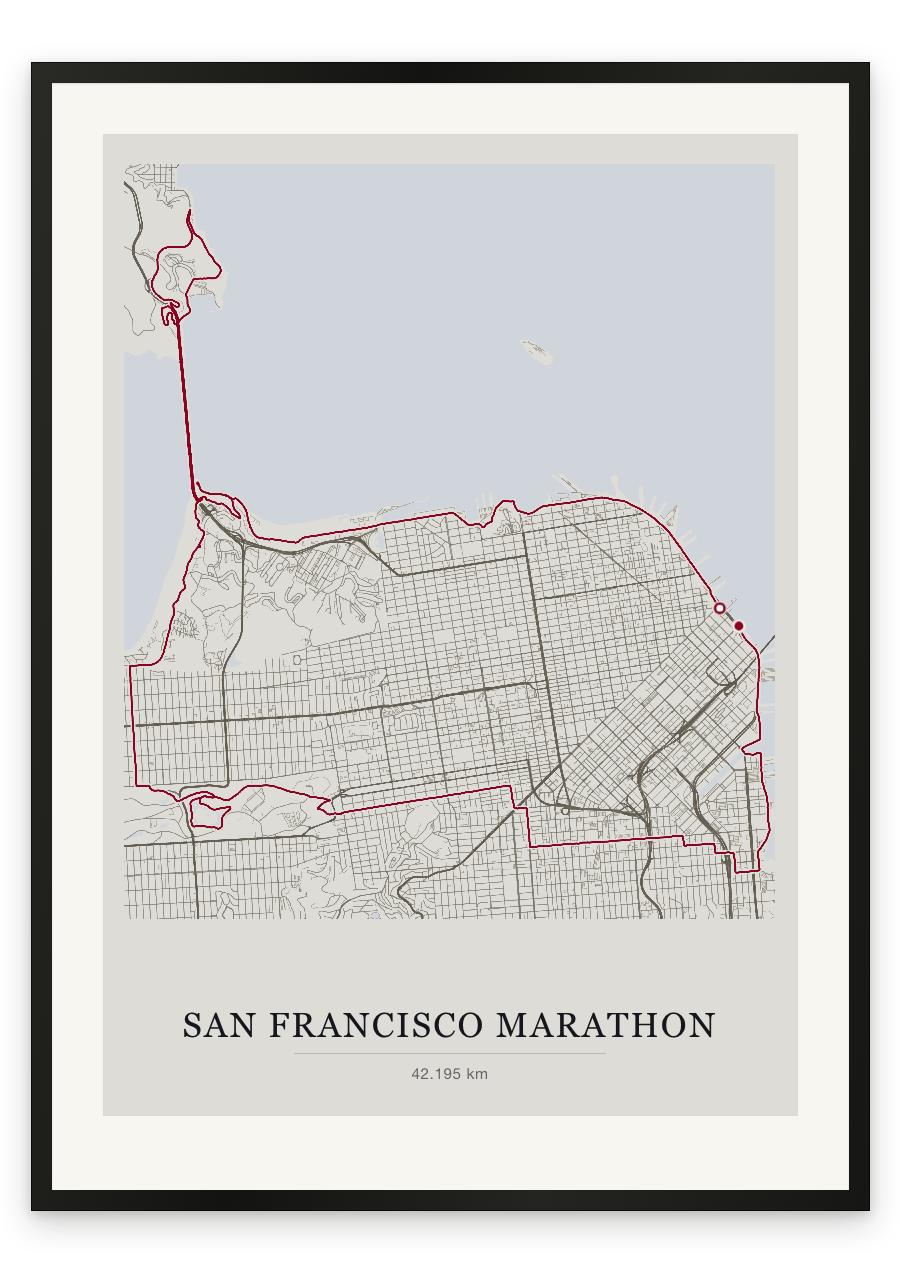 San Francisco Marathon route print — Chalk palette, classic map
