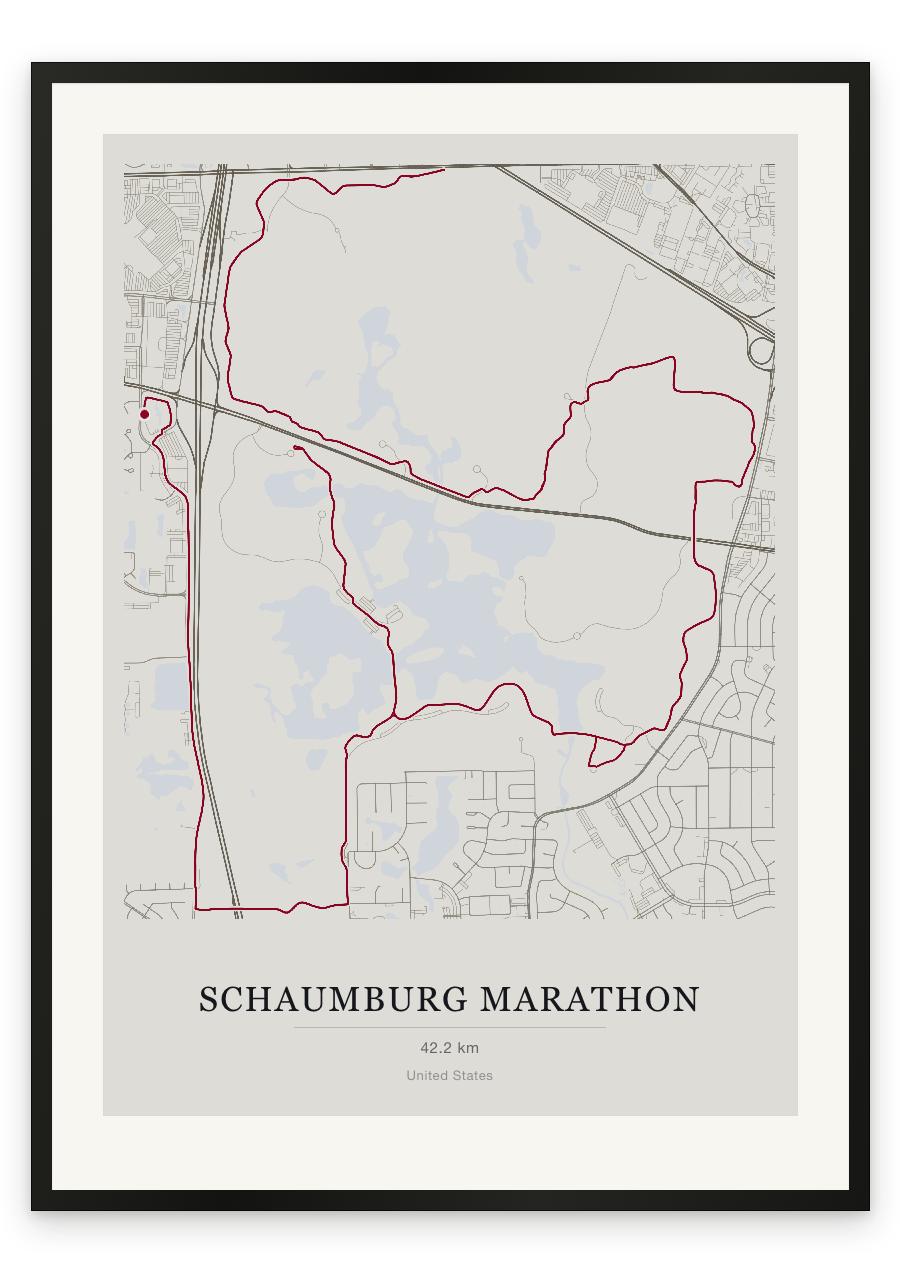 Schaumburg Marathon route print — Chalk palette, classic map