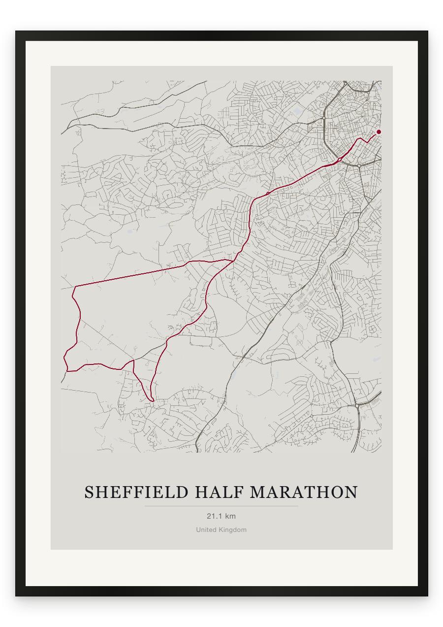 Sheffield Half Marathon route print — Chalk palette, classic map