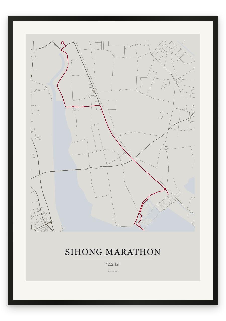 Sihong Marathon route print — Chalk palette, classic map