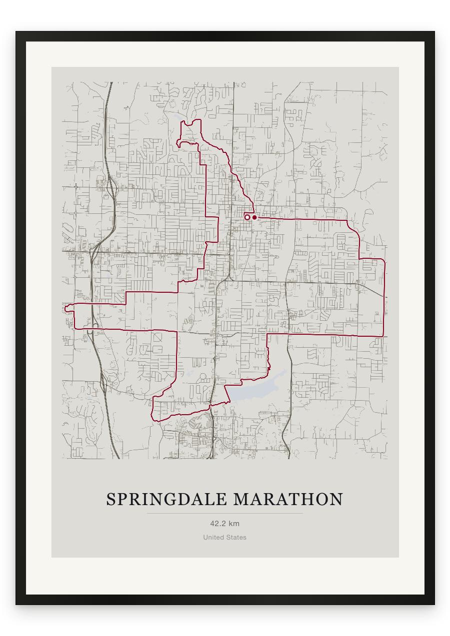 Springdale Marathon route print — Chalk palette, classic map