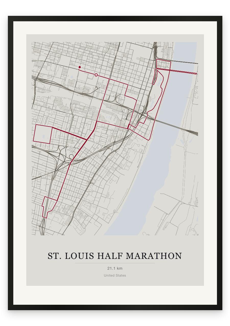St. Louis Half Marathon route print — Chalk palette, classic map