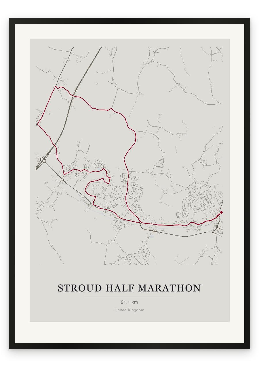 Stroud Half Marathon route print — Chalk palette, classic map